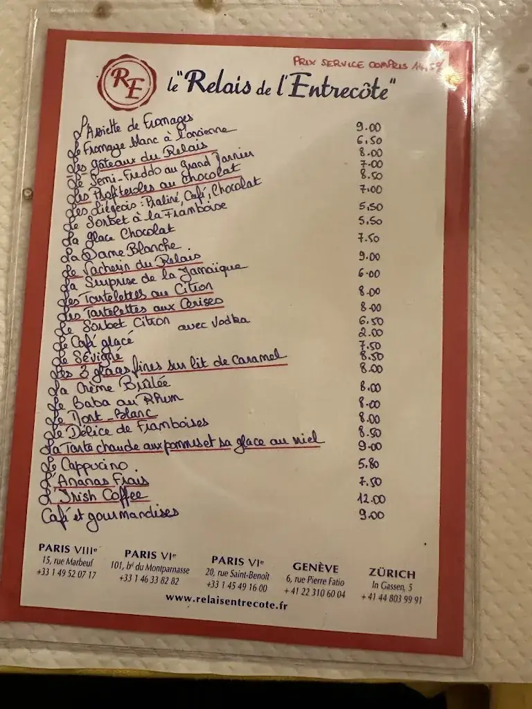 Menu_Relais de l'Entrecôte_Paris_immagine_4
