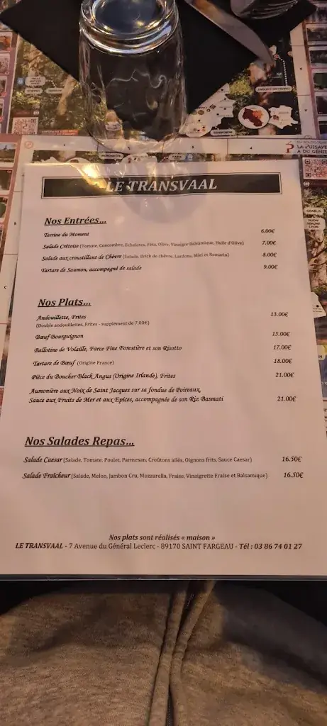 Menu_Restaurant Le Transvaal_Saint-Fargeau_image_2