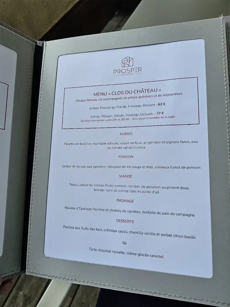 Menu_Restaurant Prosper_Saint-Aubin_image_1