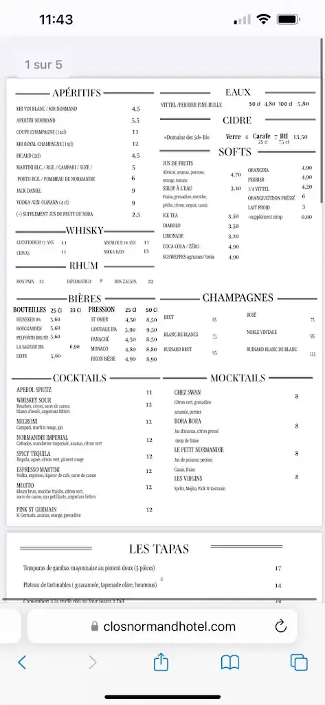 Menu_Le Clos Normand Restaurant Hôtel_Saint-Aubin-sur-Mer_image_1