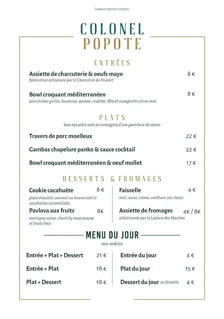 Menu_Colonel Popote_Barberaz_image_1