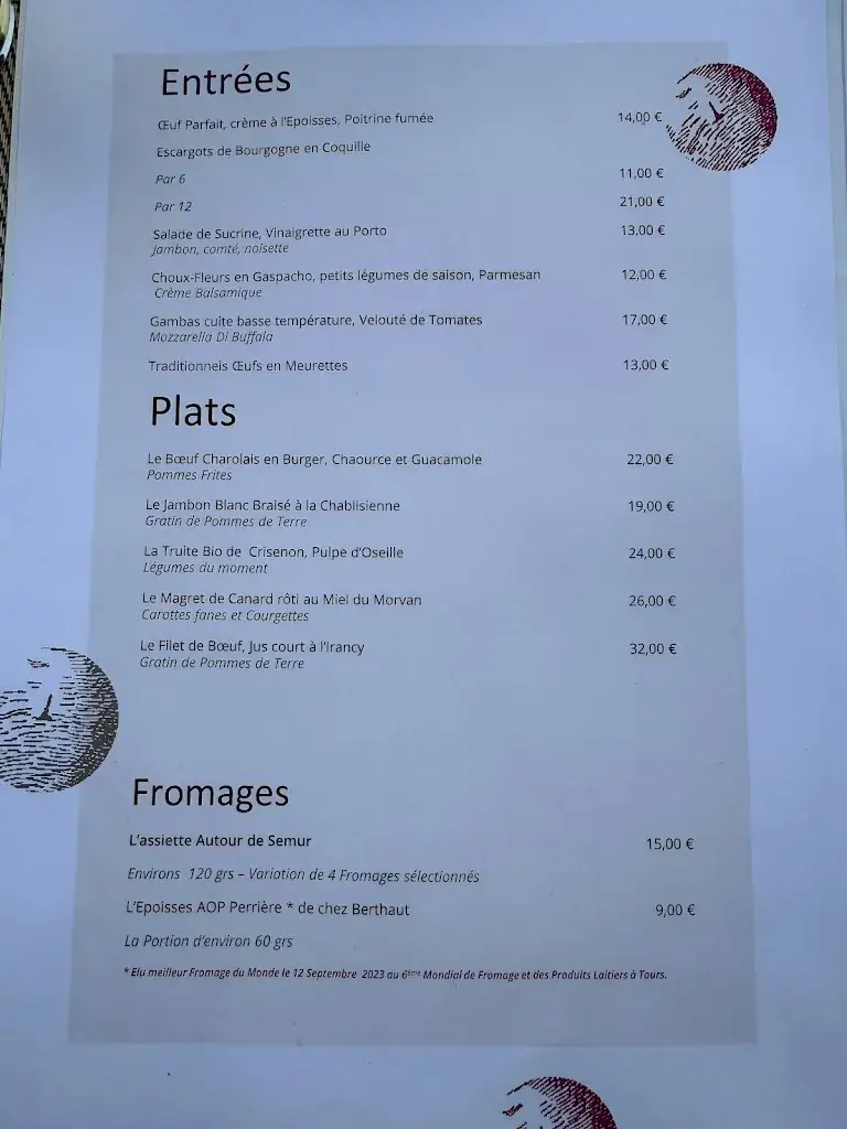 Menü_La Table de l'Hostellerie_Semur-en-Auxois_Bild_1