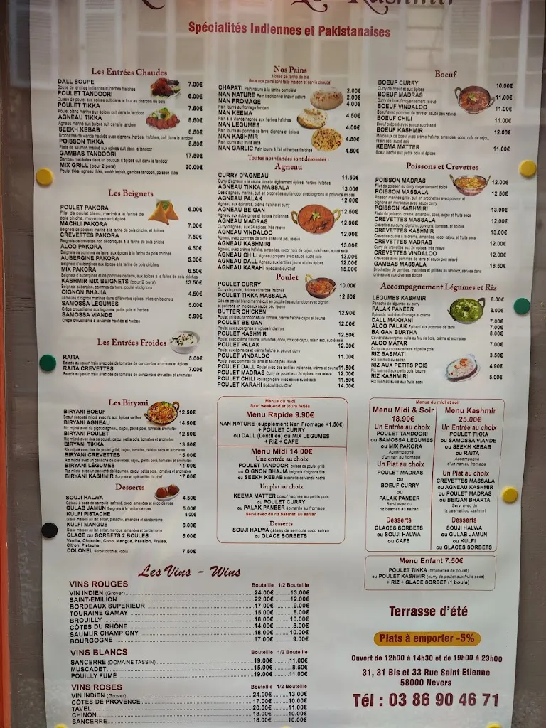 Menu_RESTAURANT LE KASHMIR_Varennes-Vauzelles_immagine_3