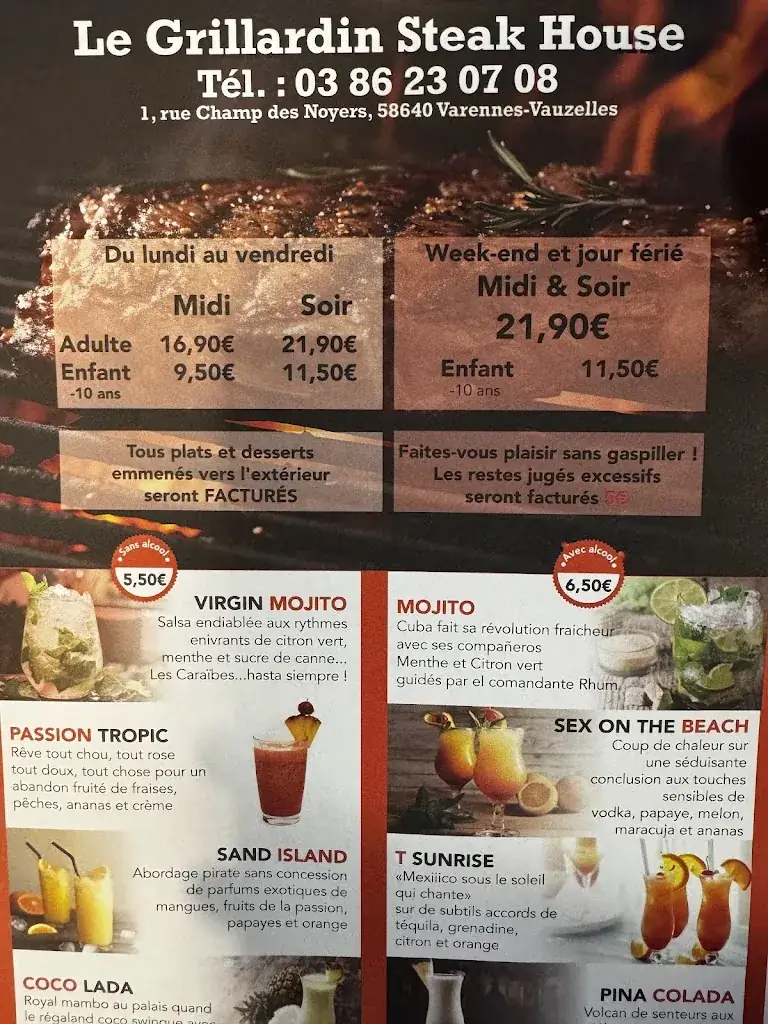 Menu_Le Grillardin - Steak House_Varennes-Vauzelles_image_1