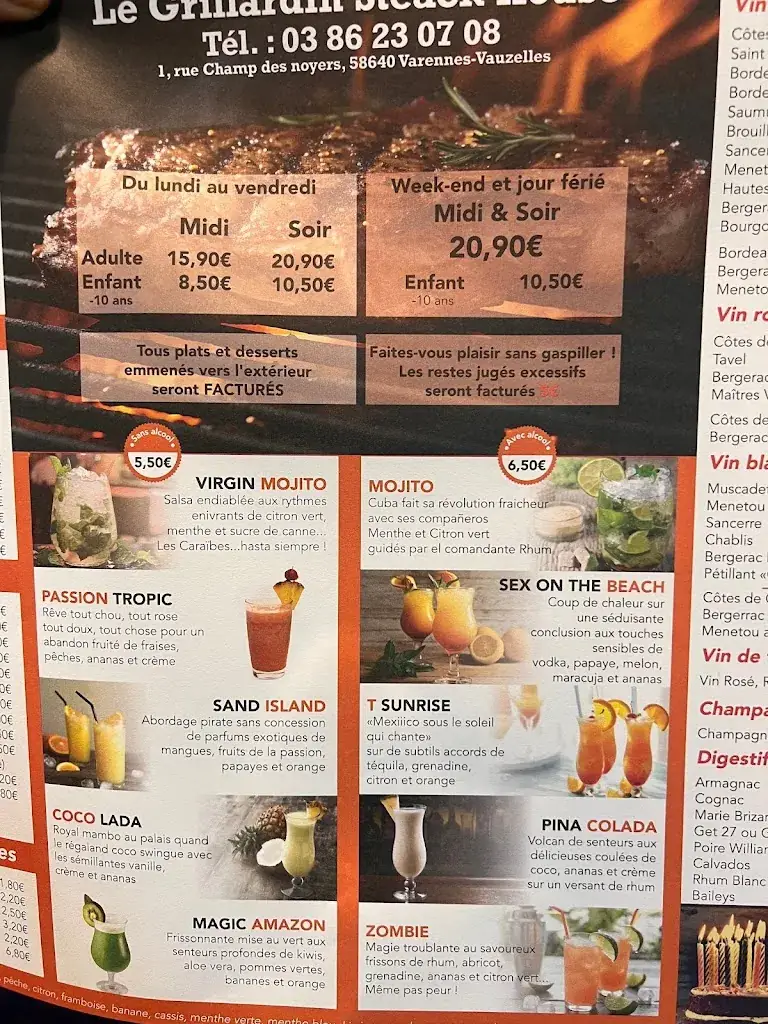 Menu_Le Grillardin - Steak House_Varennes-Vauzelles_image_2