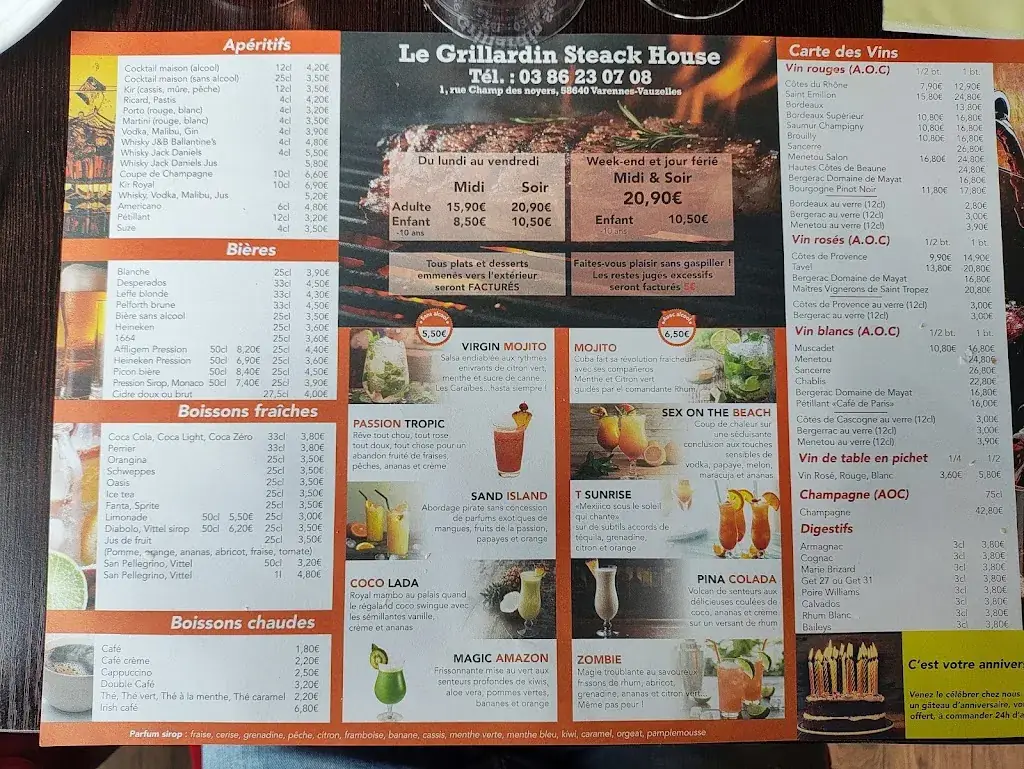 Menu_Le Grillardin - Steak House_Varennes-Vauzelles_image_4