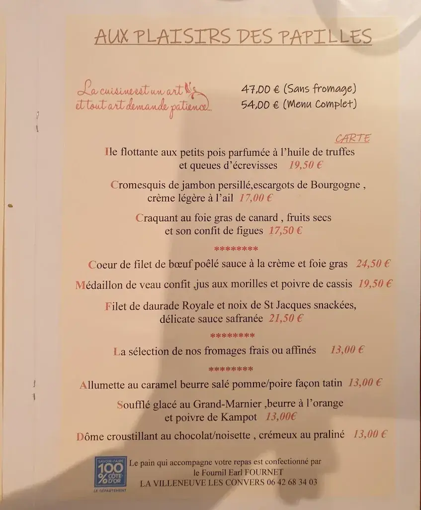 Menu_Régis Bolâtre | Auberge du Cheval Blanc_Alise-Sainte-Reine_image_1
