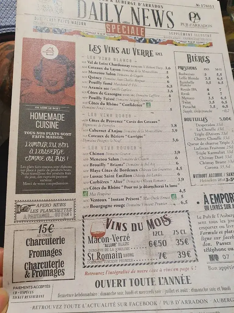 Menu_Restaurant L'Auberge d'Arradon_Arradon_image_3