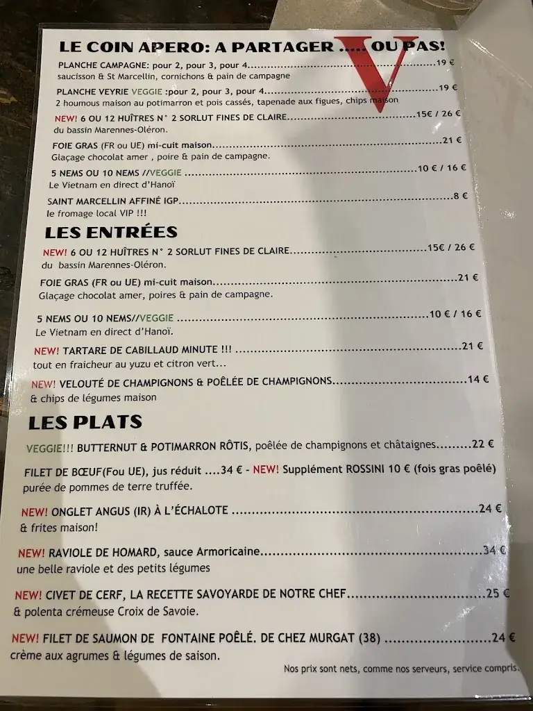 Menu_Restaurant La Veyrie vendredi soir_Bernin_immagine_1