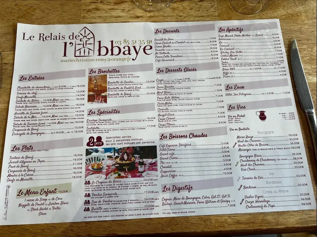 Menu_Le Relais de l'Abbaye_Tournus_image_3