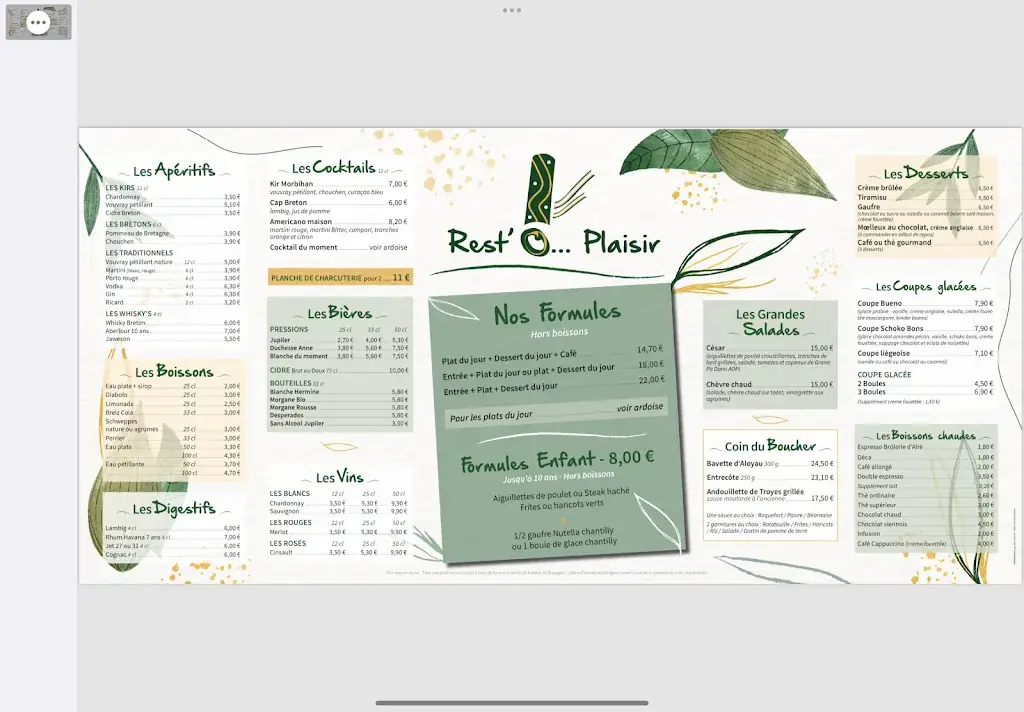 Menu_Rest'O Plaisir Restaurant_Muzillac_image_1
