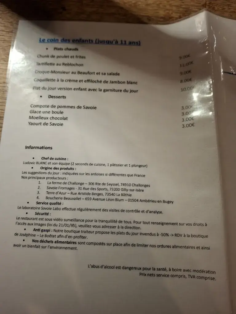 Menu_La Table de Joséphine_Beaufort_image_1