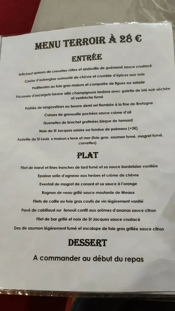 Menu_L'Auberge Saint Louis_Vitré_image_1