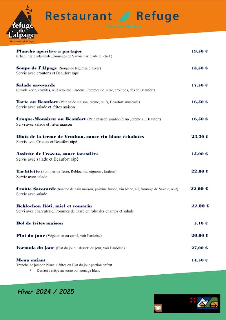 Menu_Refuge Restaurant de l'Alpage_Beaufort_image_2