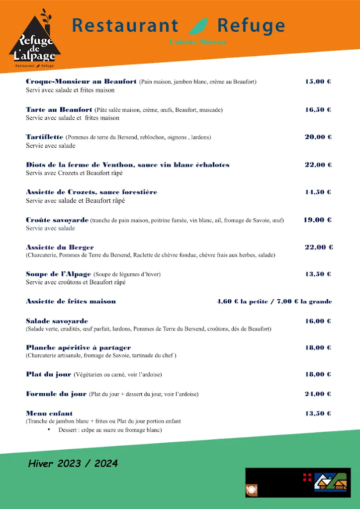 Menu_Refuge Restaurant de l'Alpage_Beaufort_image_3