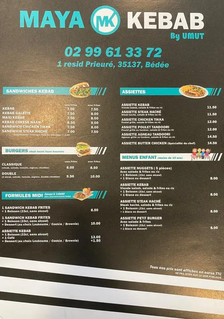 Menu_Maya Kebab | Bédée_Bédée_image_1