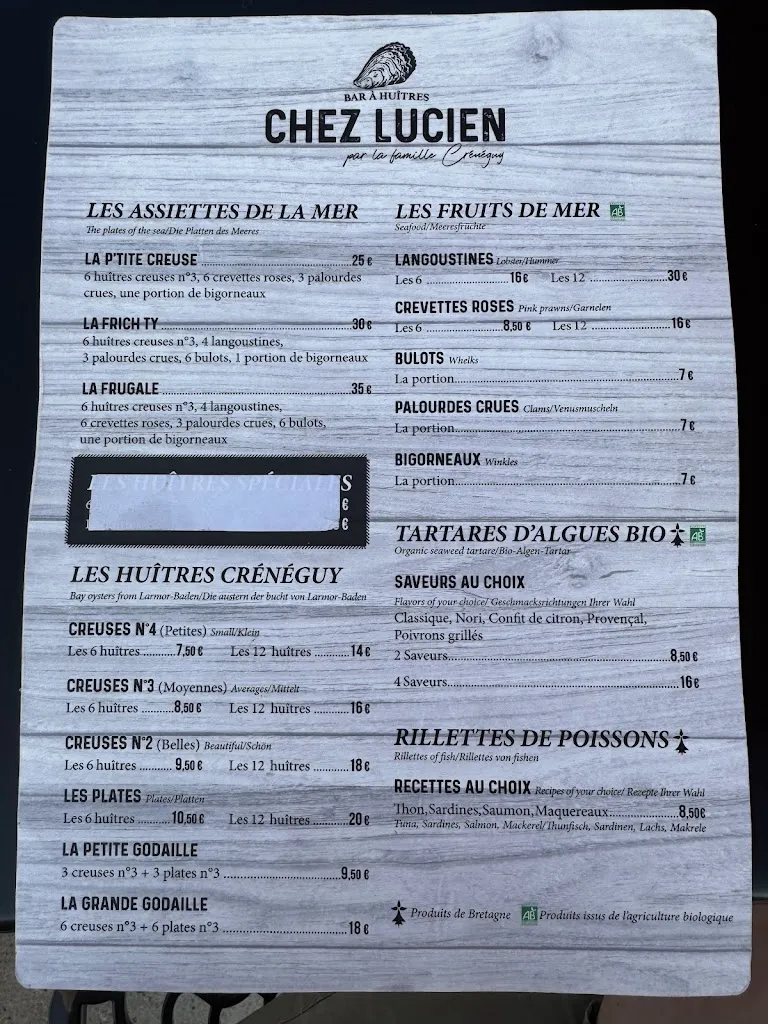 Menü_Chez Lucien Larmor Baden_Larmor-Baden_Bild_1