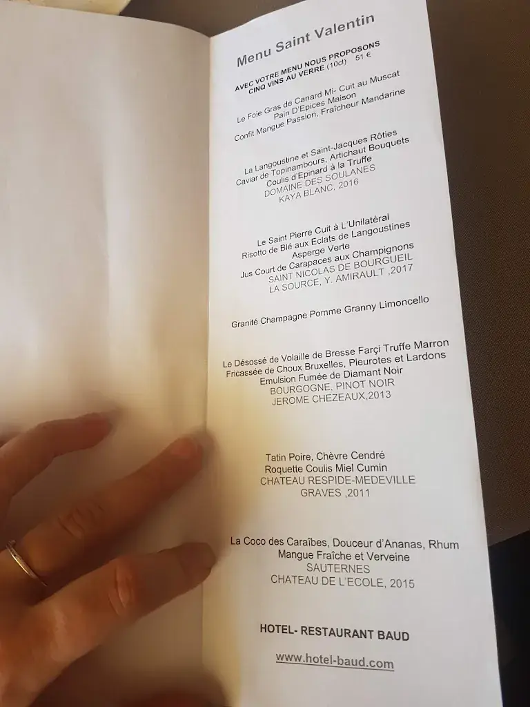 Menu_Hôtel Restaurant Baud_Bonne_image_1