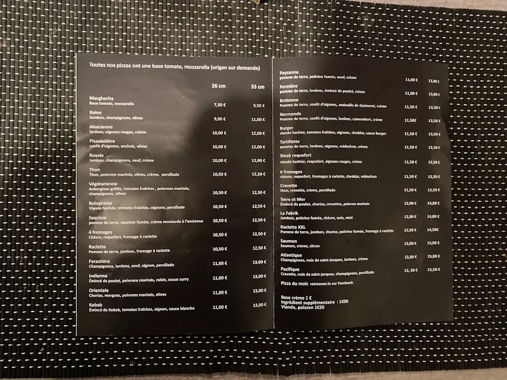 Menu_La Fabrik À Pízzas_Bignan_image_1