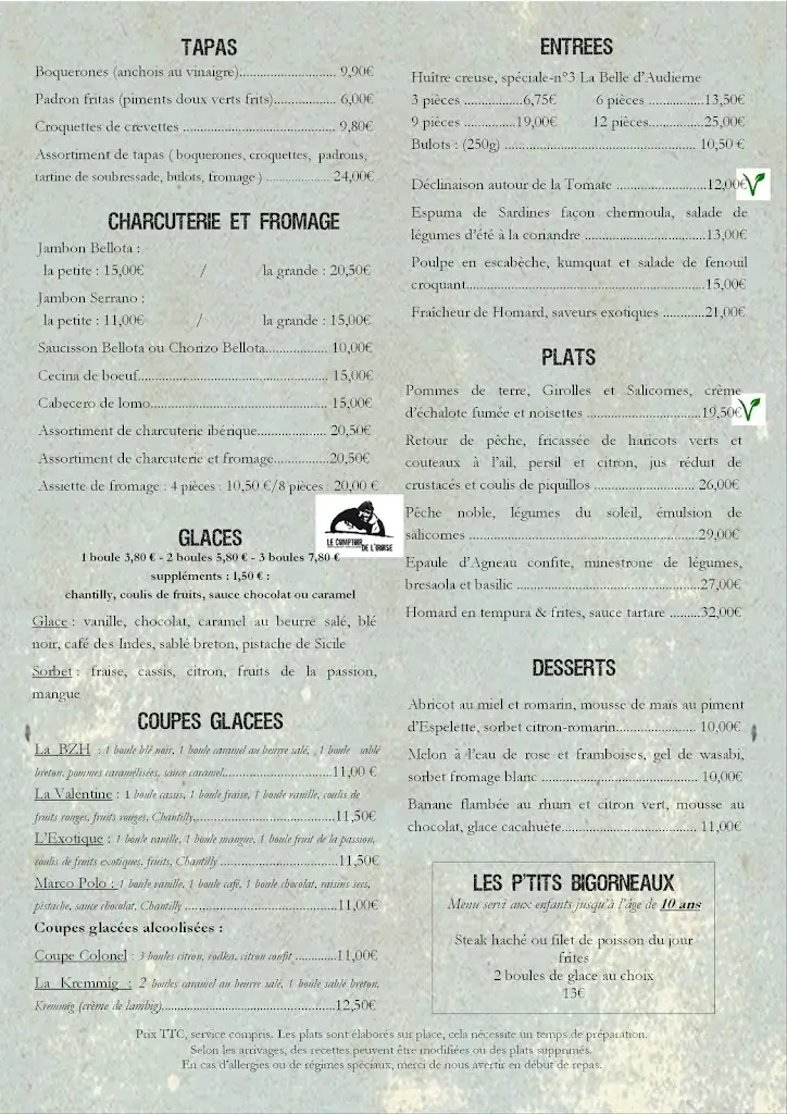 Menu_Le Comptoir de l'Iroise - Restaurant Audierne Vue Mer_Audierne_image_1