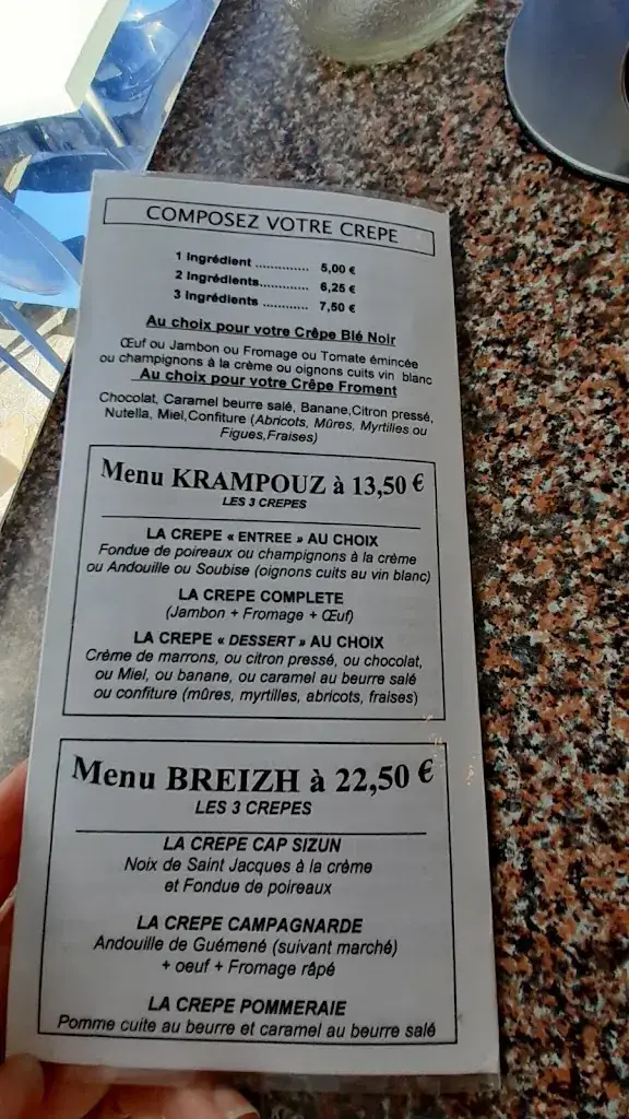 Menü_Crêperie de la Plage_Audierne_Bild_1