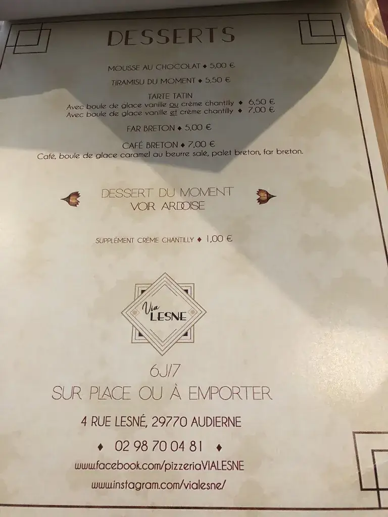 Menu_Pizzeria Via Lesne_Audierne_image_1