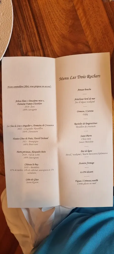 Menu_Les Trois Rochers_Combrit_image_2