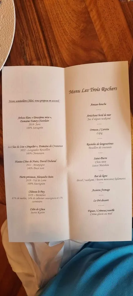 Menu_Les Trois Rochers_Combrit_image_3