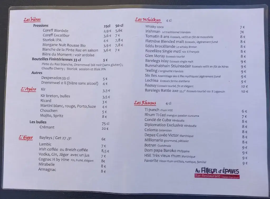 Menu_Le Pilleur d'Épaves_Cléden-Cap-Sizun_image_1