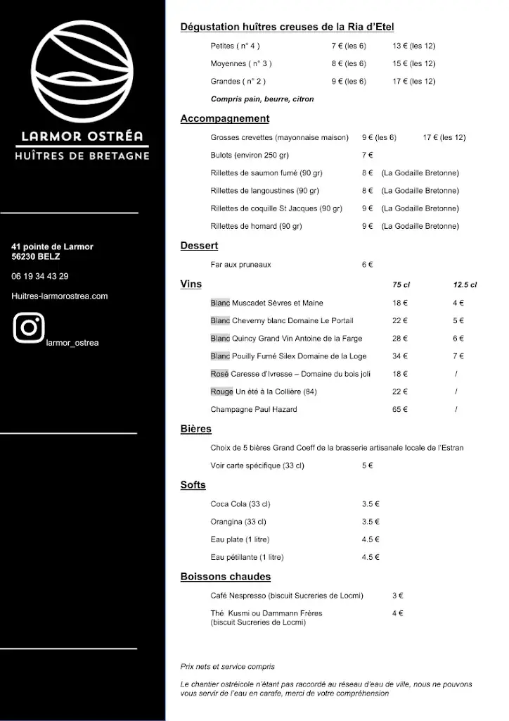 Menu_Bar à Huîtres Larmor Ostrea • Dégustation & Animation_Belz_image_1