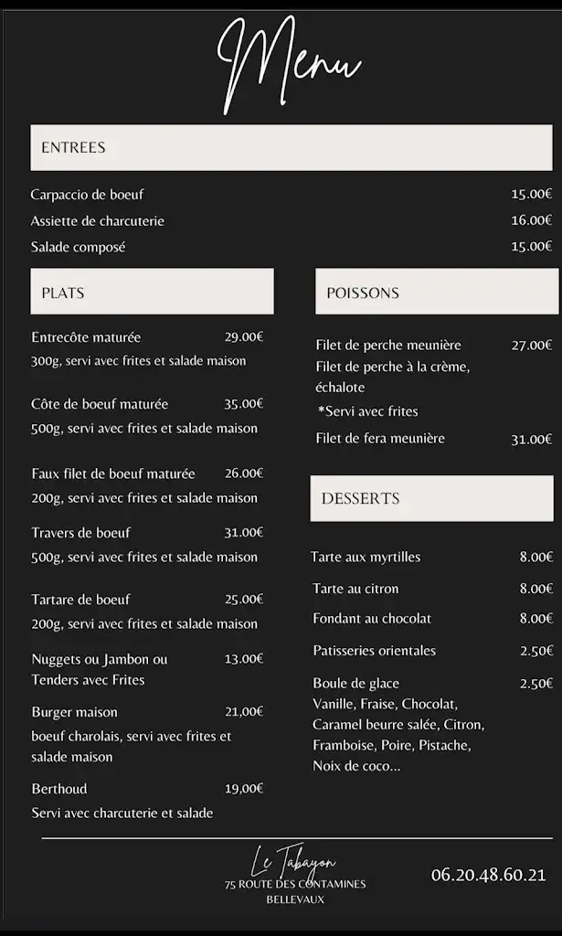 Menu_Le Tabayon_Bellevaux_immagine_1