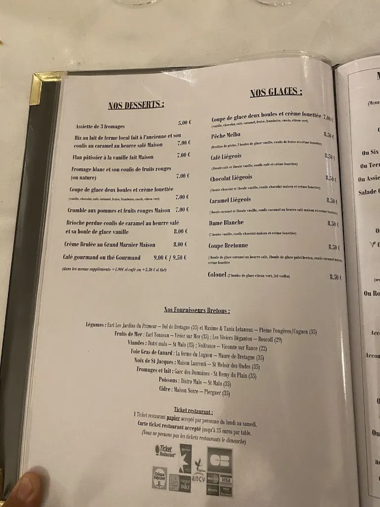 Menu_Restaurant de l'Hotel de Bretagne - Dol de Bretagne centre ville_Dol-de-Bretagne_immagine_3