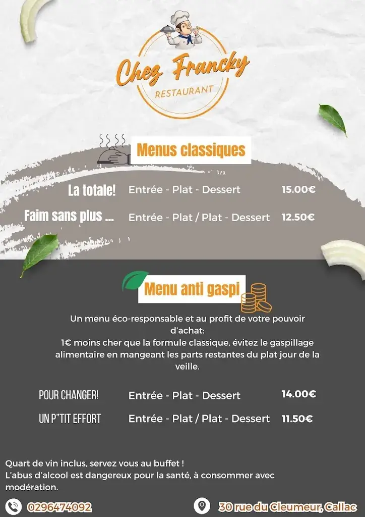 Menu_Restaurant Chez Francky_Callac_image_1