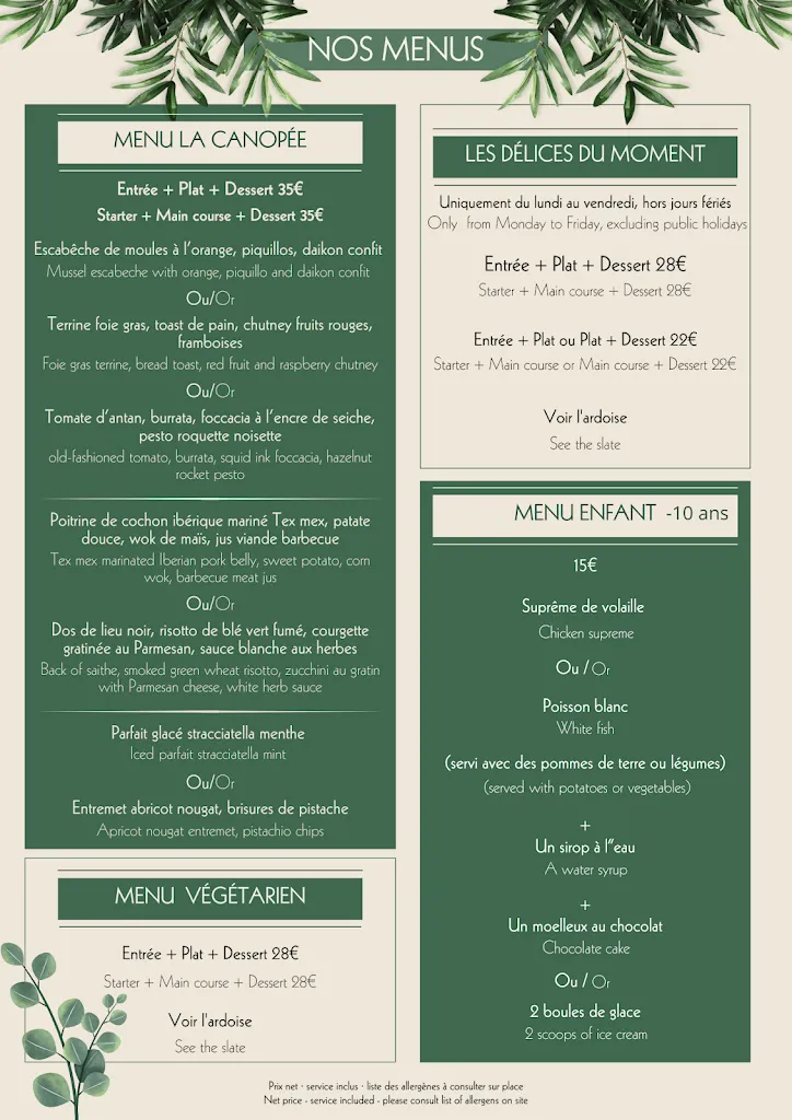 Menu_Restaurant & Écailler La Canopée_Carnac_image_1