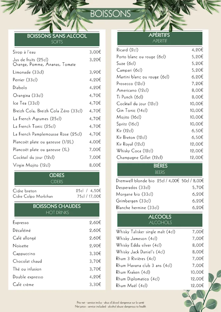 Menu_Restaurant & Écailler La Canopée_Carnac_image_3