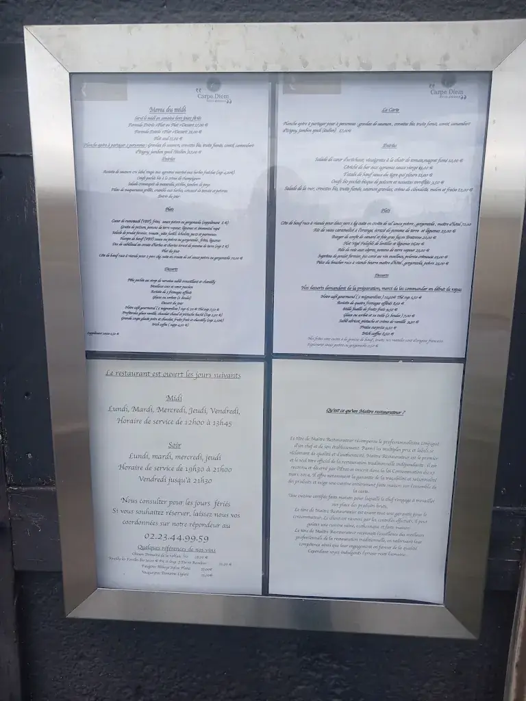 Menu_Restaurant Carpe Diem bistrot gourmand_Bruz_image_1