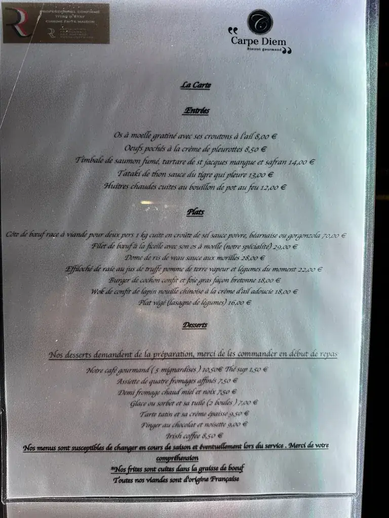 Menu_Restaurant Carpe Diem bistrot gourmand_Bruz_image_2