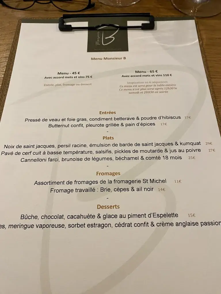 Menü_Monsieur B - Restaurant Bourgoin Jallieu_Bourgoin-Jallieu_Bild_1