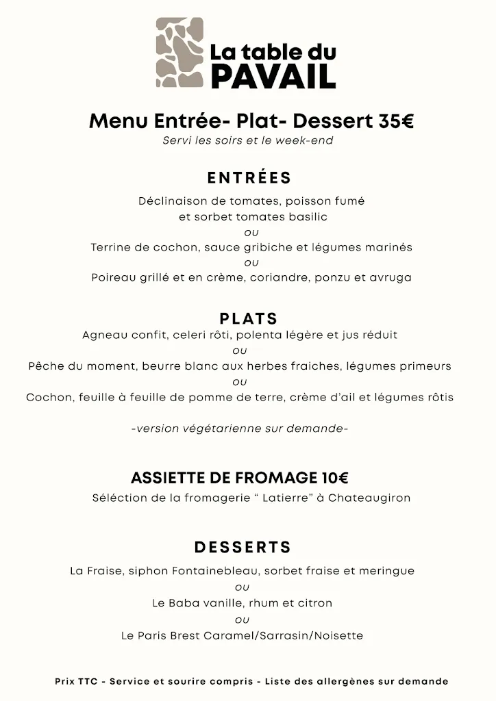 Menu_La Table du Pavail_Châteaugiron_immagine_1