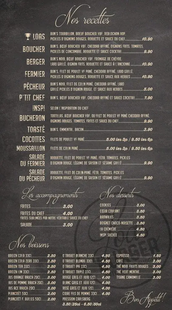 Menu_Loas Artisan des Burgers_Châteaulin_image_1
