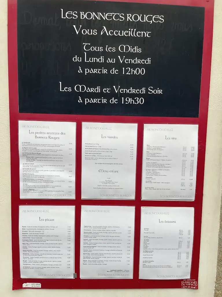 Menu_Les Bonnets Rouges - Ar Bonedoù Ruz_Carhaix-Plouguer_image_1