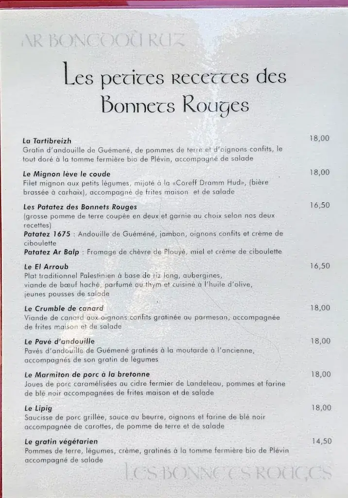 Menu_Les Bonnets Rouges - Ar Bonedoù Ruz_Carhaix-Plouguer_image_2