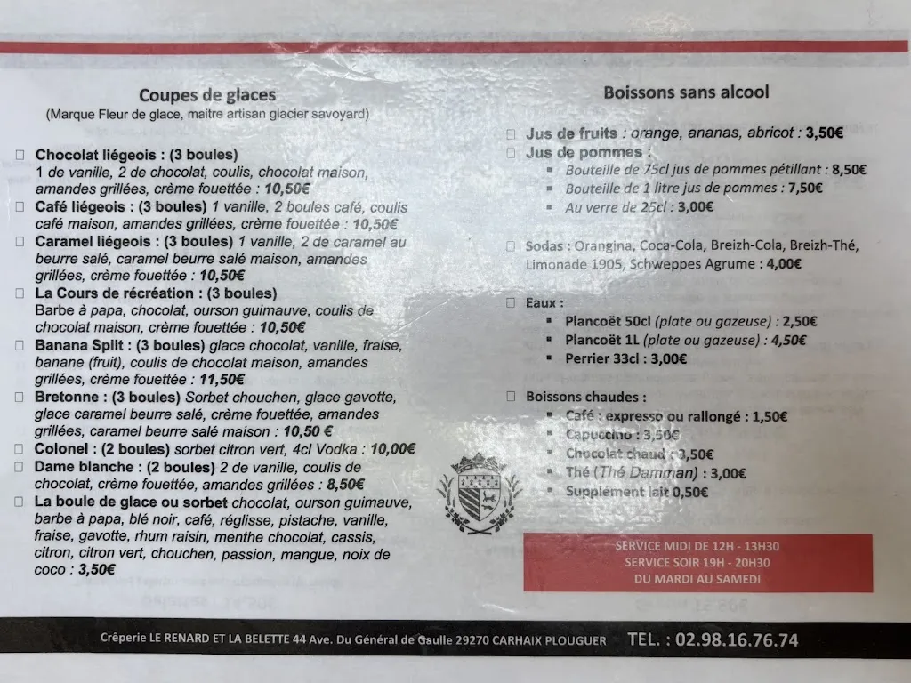 Menu_Le Renard et la Belette_Carhaix-Plouguer_image_1