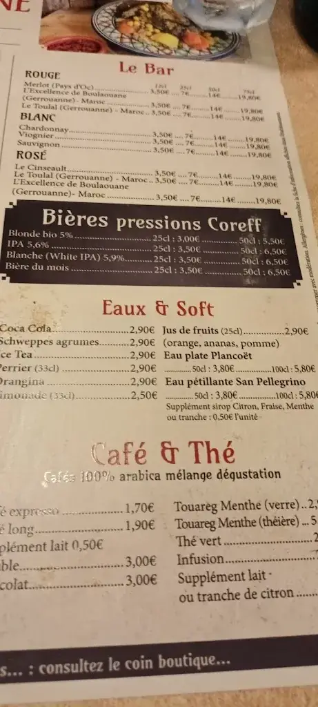 Menu_La Brasserie Marocaine_Carhaix-Plouguer_image_4