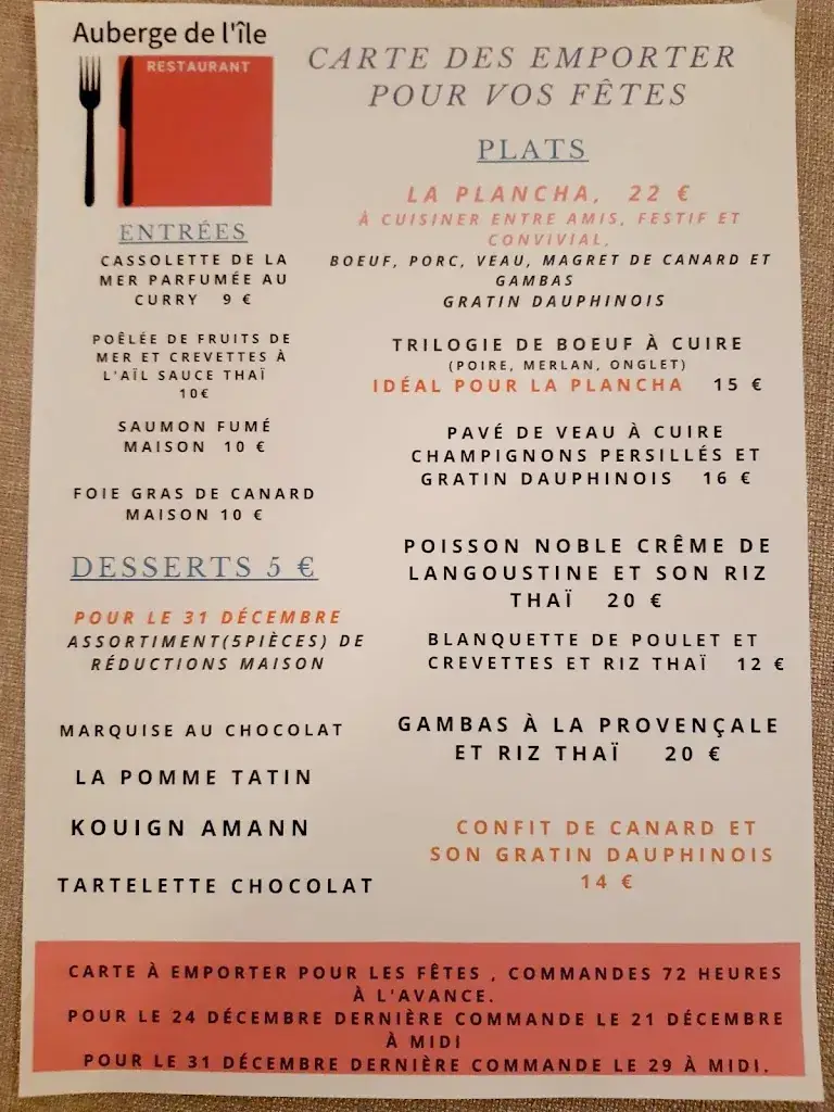 Menu_Auberge de l'île_Pontivy_image_2
