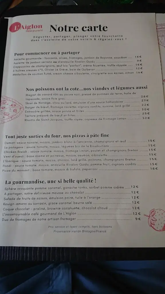 Menu_Restaurant L'Aiglon_Pontivy_image_1