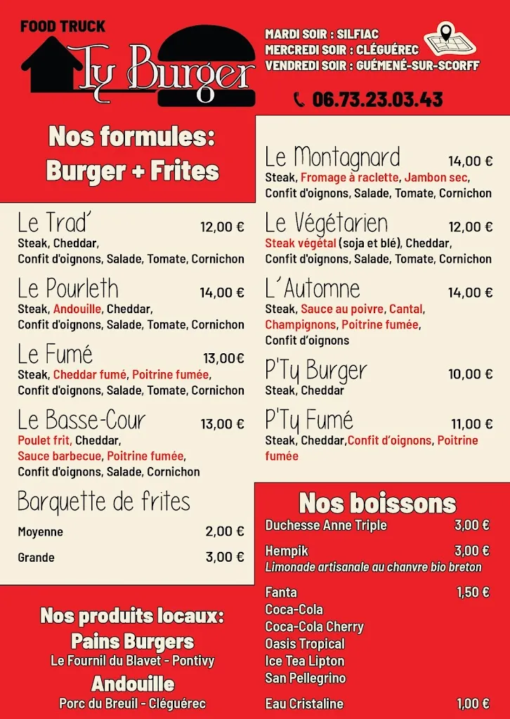 Ty burger restaurant in Cléguérec