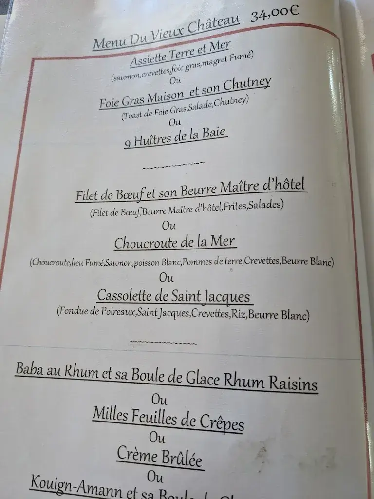 Menu_Restaurant du Vieux Château: Cuisine traditionnelle Moules frites en saison proche St-Jacut St-Cast Côtes-d'Armor Bretagne_Créhen_image_1