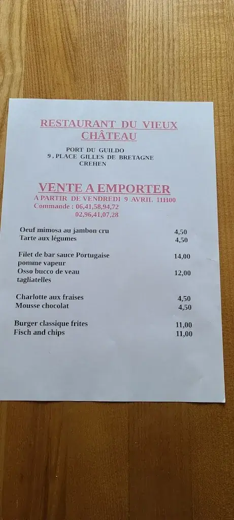 Menu_Restaurant du Vieux Château: Cuisine traditionnelle Moules frites en saison proche St-Jacut St-Cast Côtes-d'Armor Bretagne_Créhen_image_3