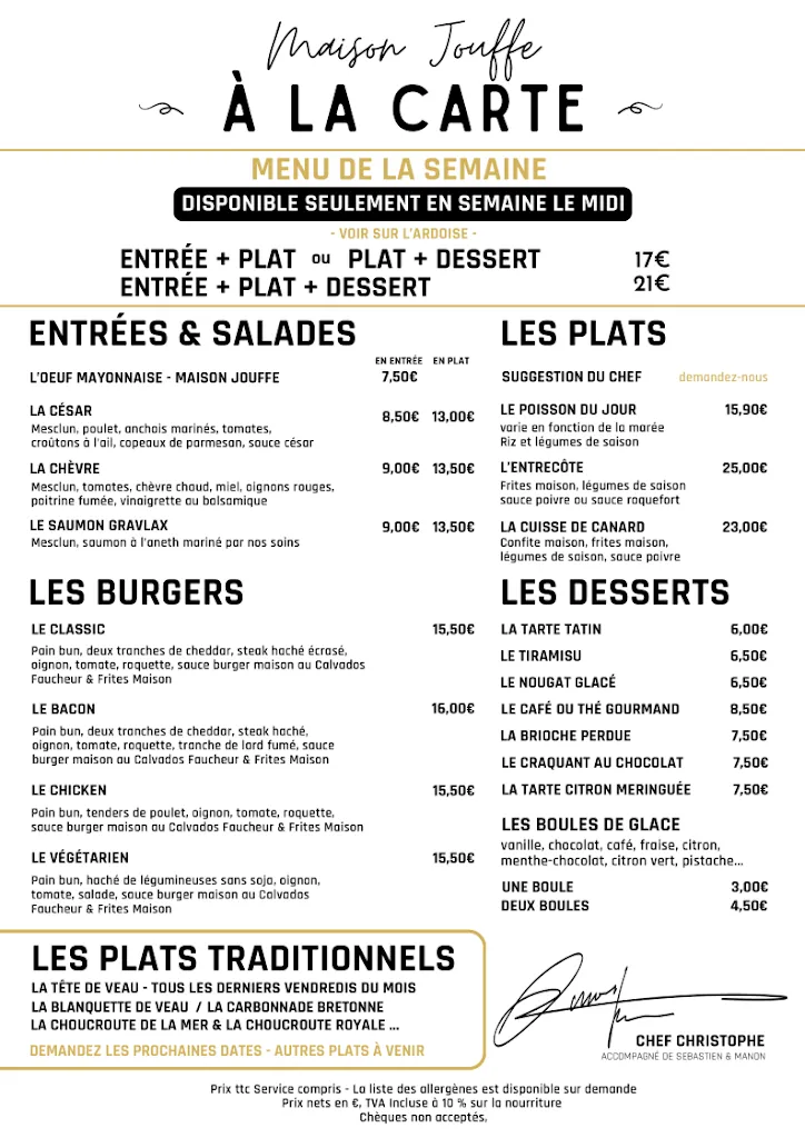 Menu_Maison Jouffe Distillerie et Brasserie : Restaurant, Cave & Bar_Saint-Lormel_image_3